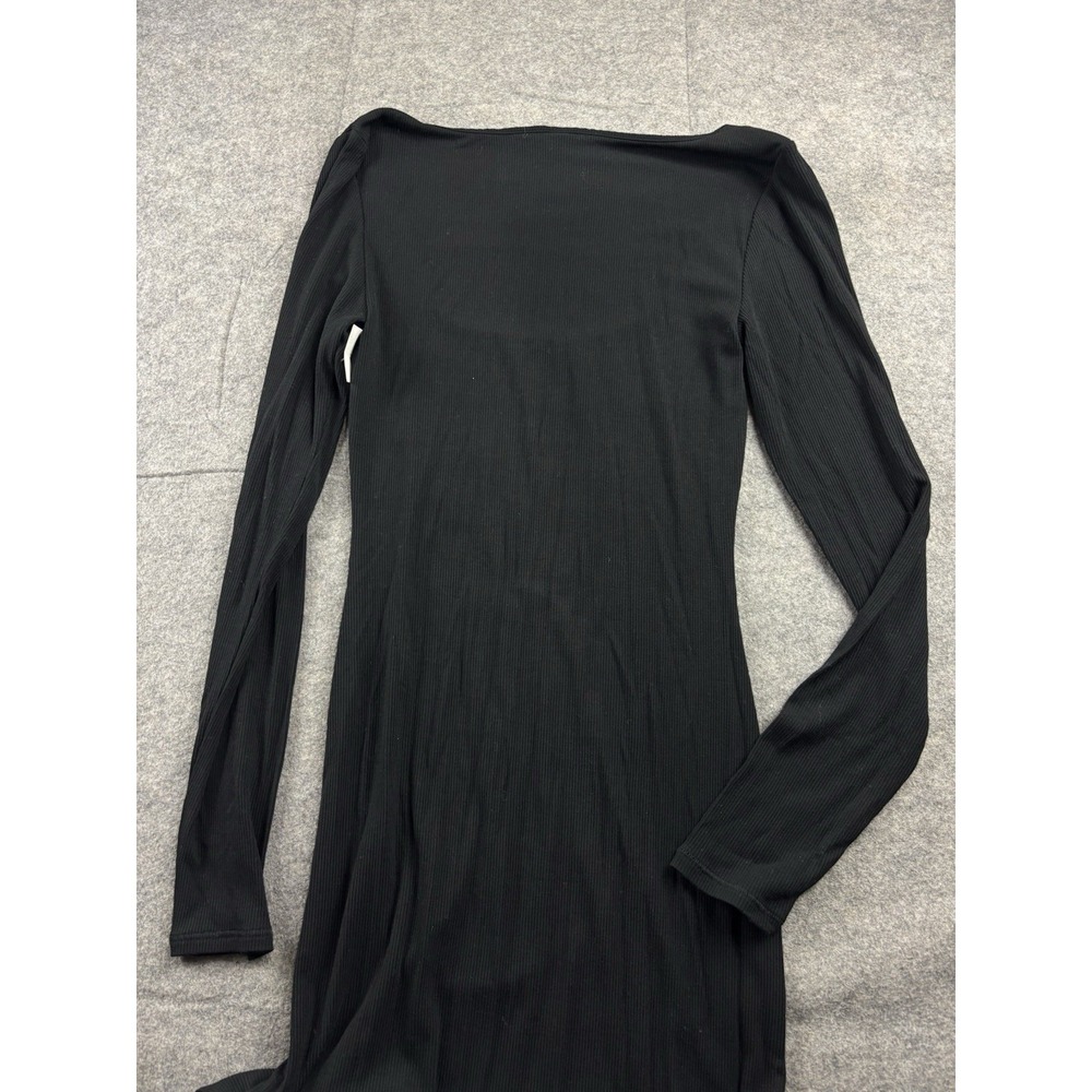 Skims Black Long Sleeve Scoop Neck Rib Maxi Dress Women L Sexy Going Out Capsule - Picture 8 of 10